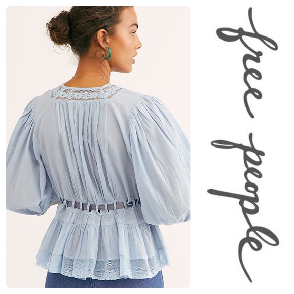 New Free People Favorite Romance Tunic Color Sky - Picture 2 of 7